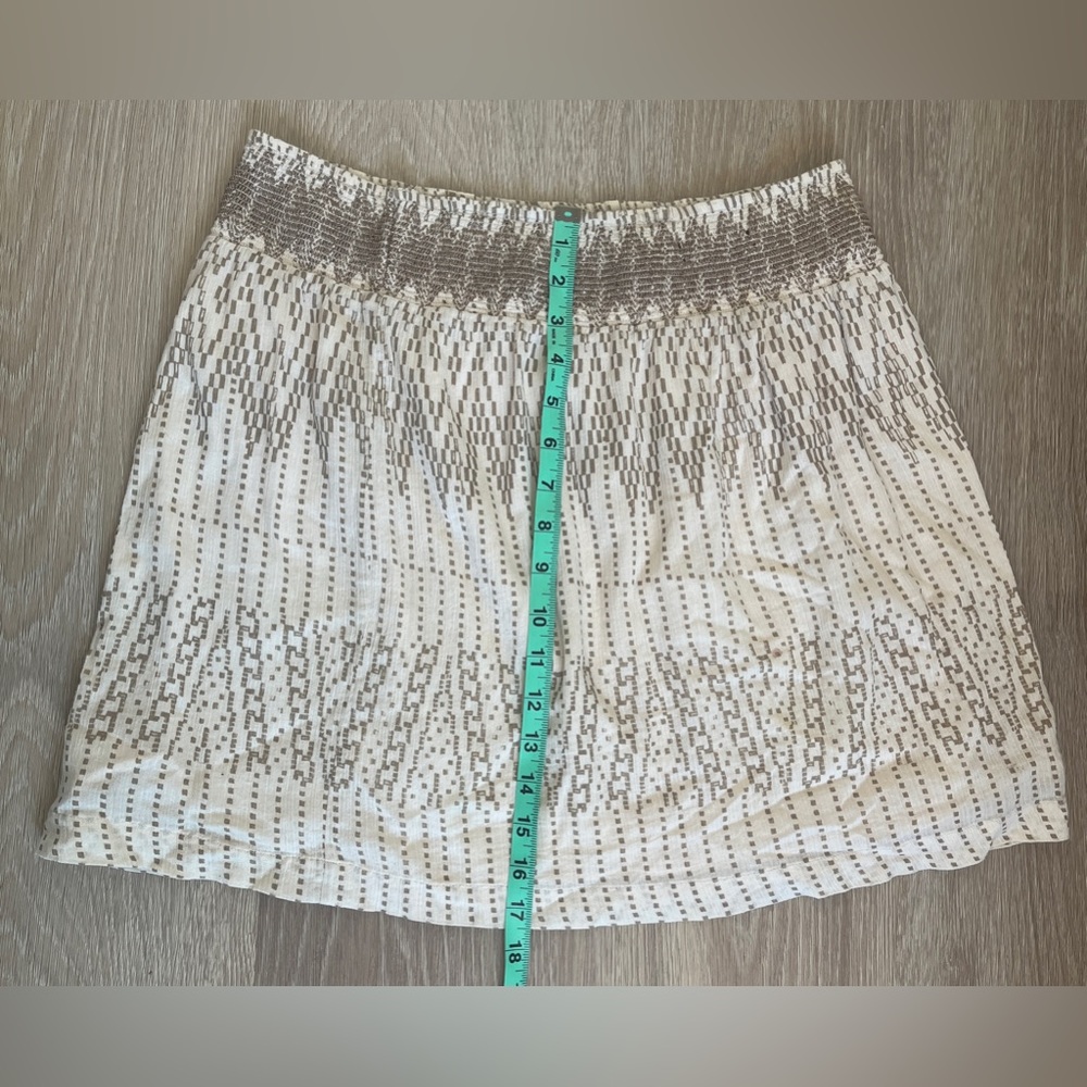 Calvin Klein Eggshell/Tan Geometric Print Lined stretch waist Cotton Mini Sz4 - Picture 5 of 6